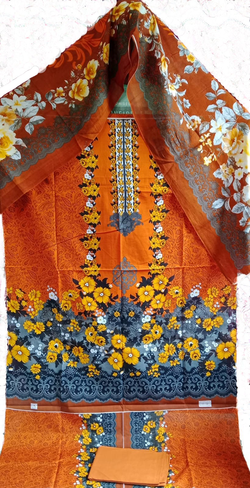 Jamjam Kalamkari Red Floral Printed 3 Piece /জামজাম কালামকারি লাল ফ্লোরাল প্রিন্টেড থ্রি-পিস